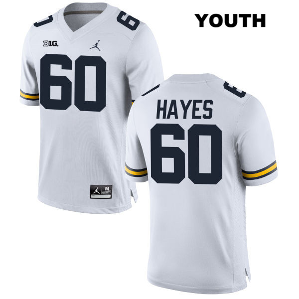 Youth NCAA Michigan Wolverines Ryan Hayes #60 White Jordan Brand Authentic Stitched Football College Jersey HY25T41VY